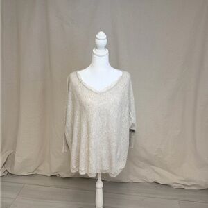 Garnet Hill Women's Cashmere Lace Detail Sweater Gray Sz M